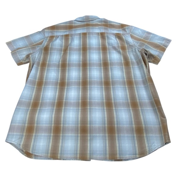 Carhartt Men's Plaid Brown and White Short Sleeve Shirt, 2XL / XXL - Picture 2 of 8